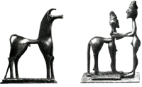 Конь. Геракл и кентавр. Бронзовые статуэтки из Олимпии. VIII в. до н.э.