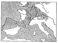 Протяженность гальштатской культурной провинции в начале V века до н. э.