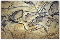 Изображения львов на стене пещеры Шове (Франция)